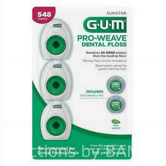 Gum Pro-Weave Woven Dental Floss for Teeth, Mint Flavored Waxed