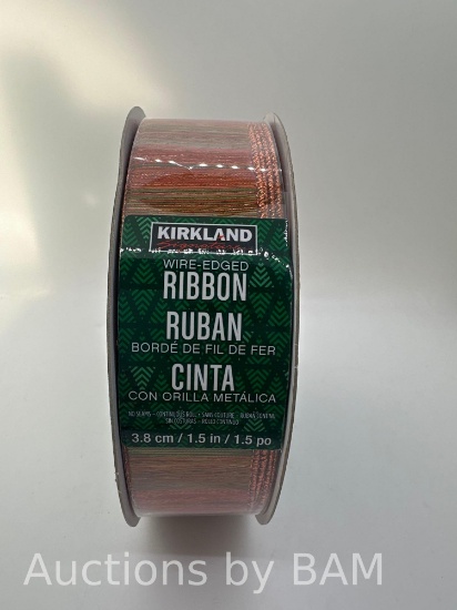 Kirkland Signature 1.5 in Wired Edge Christmas Ribbon