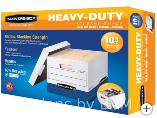 Bankers Box Heavy Duty File Boxes Letter/Legal, 10-pack