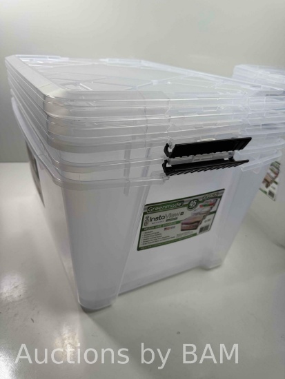 Greenmade InstaView 45 Multi-Use Storage Bin, 45 Quart, Clear, 3 ct