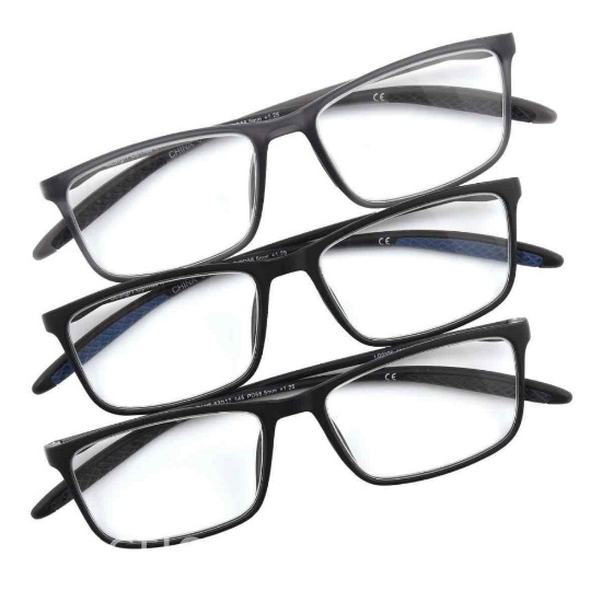 Design Optics by Foster Grant Dax Plastic Rectangle Reading Glasses +2.50, 3-pack