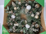 CG Hunter 30 inch Pre-Lit Decorated Wreath Silver, White and Gold
