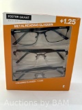 Design Optics by Foster Grant Dax Plastic Rectangle Reading Glasses +1.25, 3-pack