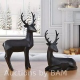 Holiday Time Set of 2 Modern Christmas Black Matte Deer Decor