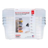 Iris Buckle Up Storage Set, 12.9 Quart, Clear, 4 ct