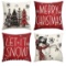 Smile Snowman Let It Snow Christmas Winter Pillow Covers 16 x 16 Inch Set of 4 Red