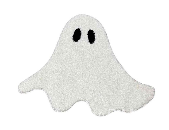Halloween Ghost Bathroom Rugs, Ultra Soft Ghost Shaped Bath Mat, Machine Washable White Bath Tub