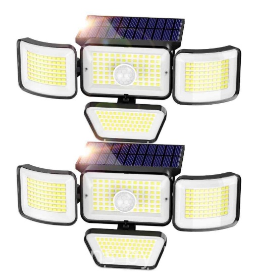 DAYBETTER Solar Lights Outdoor, 4 Heads 3000LM IP65 Waterproof Motion Sensor Security Lights with
