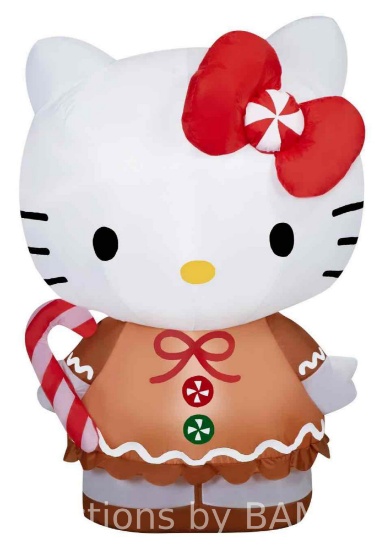 New Christmas Airblown Inflatables Yard Decoration Hello Kitty in Gingerbread Dress Sanrio, 4.5 ft