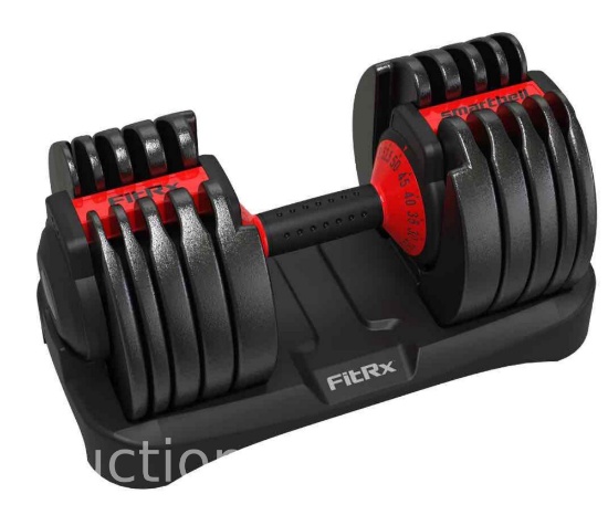 FitRx SmartBell, Quick-Select Adjustable Dumbbell for Home Gym, 5-52.5 lbs. Weight, Black, Single