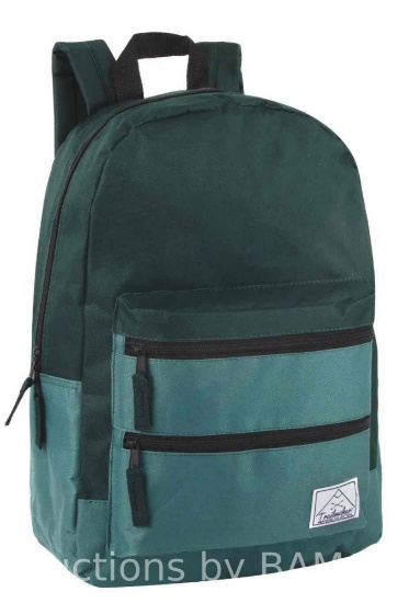 17L Multi Pocket Dual Zipper Backpack with 2 Front Zippered Accessory Pockets and Large Main