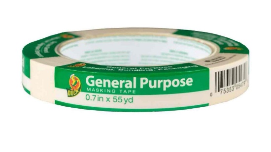 Duck Brand General Purpose Masking Tape 0.7 in x 55 yd, Beige 1 Roll
