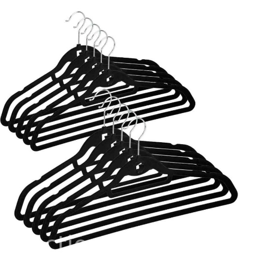 Non Slip Velvet Clothes Hanger, Black, 10 Count