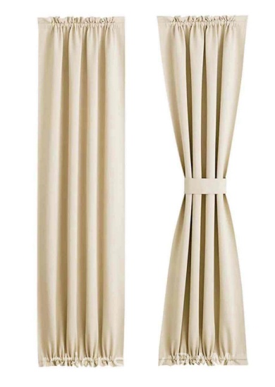 French Door Curtains Rod Pocket Thermal Blackout Curtain for Doors with Glass Window, Kitchen and