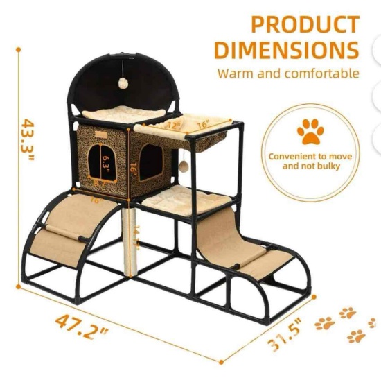 Cat House-Cat Tree for Large Cat Indoor,Suitable for Multiple Cats, Multi-Level Cat Furniture, Cute
