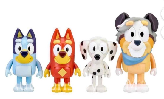 Bluey School Figure 4-Pack, with Calypso, Bluey, Chloe, Rusty Ages 3+, Toddler Toy