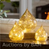 Evergreen LED Glass Raindrops Set of 3