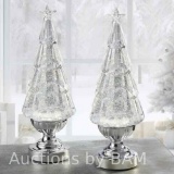 14 inch Lighted Glitter Tree Lantern, Set of 2