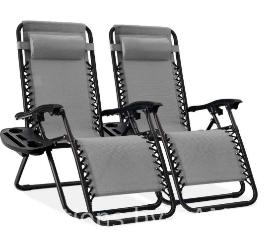 Best Choice Products Set of 2 Zero Gravity Lounge Chair Recliners for Patio, Pool w/ Cup Holder T...