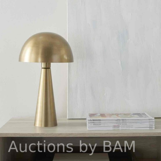 Nourison 16 Gold Mushroom Accent Table Lamp, Modern, Mid-Century, Retro, Transitional for Bedroom