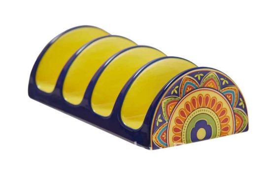 Bico Tunisian Ceramic Taco Holder, Taco Stand Rack Tray, Microwave and Dishwasher Safe