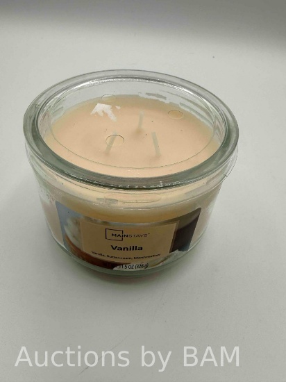 Mainstays Vanilla Scented 3-Wick Glass Jar Candle, 11.5 oz