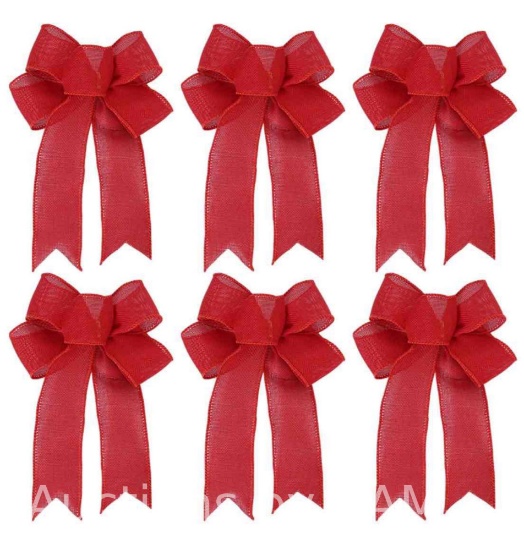 6 Pack Christmas Bows Outdoor Decorations,10.7x8.5 Large Christmas Tree Bow, Wreath Bow for Xmas