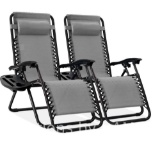 Best Choice Products Set of 2 Zero Gravity Lounge Chair Recliners for Patio, Pool w/ Cup Holder T...