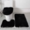 COFEST 3-piece Bathroom Carpet, Super Soft Non Slip Bathtub Carpet and Absorbent Bath Mat, Black