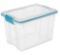 Sterilite 20 Qt. Clear Gasket Storage Box, Blue Latches with Clear Lid
