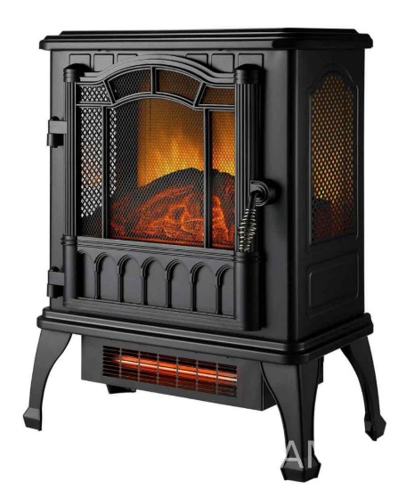 Mainstays New 2-Setting 3D Electric Stove Heater with Life-like Flame, Black