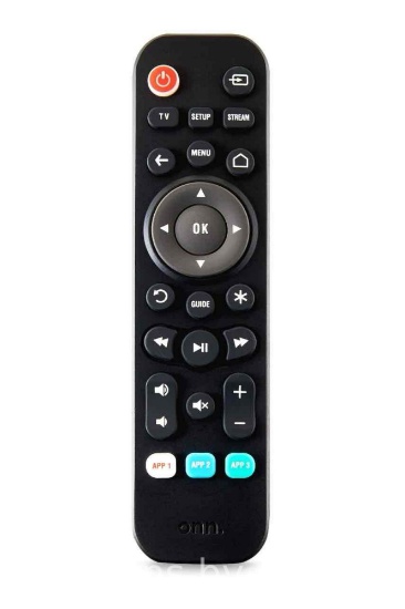 onn. Universal 3-Device Remote, Black, Compatible for TV, Streaming, Soundbar