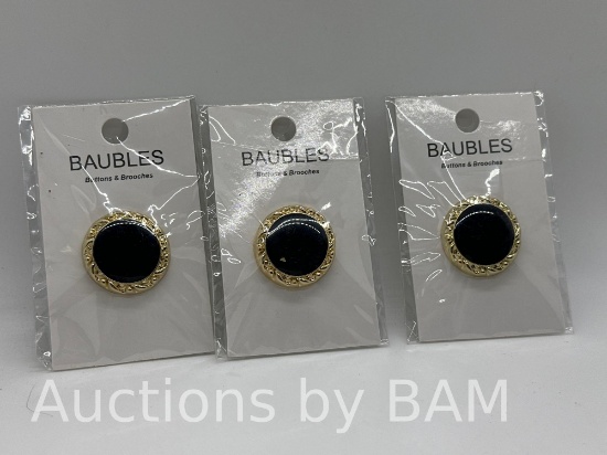 Belagio Rhinestone Gold Button with Black Center, 3 Pieces Sewing Fasteners