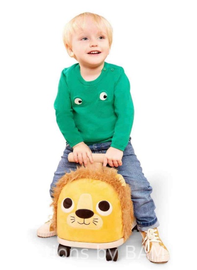 Battat Rollin Lion Animal Ride-On Toy with Wooden Handle, Toddler and Preschool Toys