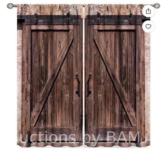 Wooden Barn Door Curtains Rustic Farmhouse Barnwood Brown Vintage Country Garage Gate Western
