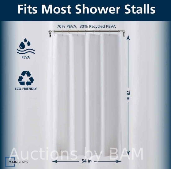 Mainstays Medium Weight PEVA Shower Liner 54 x 78 For Bathroom Stall - Frosty