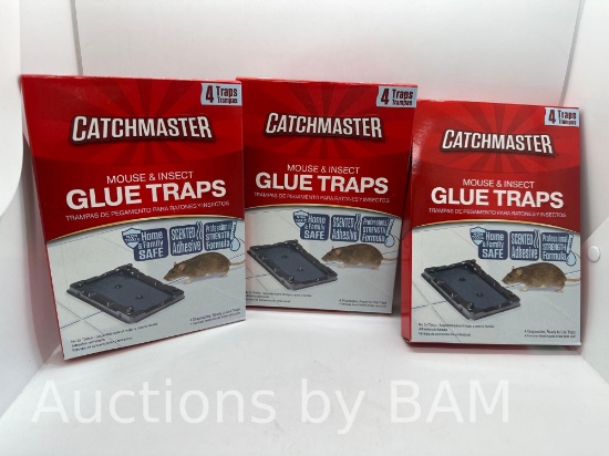 Catchmaster Mouse & Insect Solid Glue Traps 4 Count (3 Pack)
