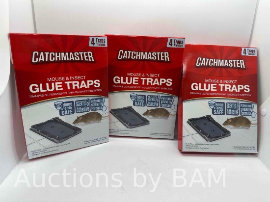 Catchmaster Mouse & Insect Solid Glue Traps 4 Count (3 Pack)