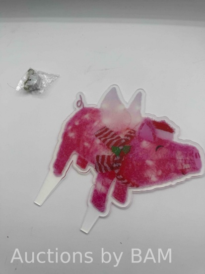 Christmas Light Up Pig with Wings,Striped Scarf LED Lighted Pig Christmas Decoration,Lighted Pig