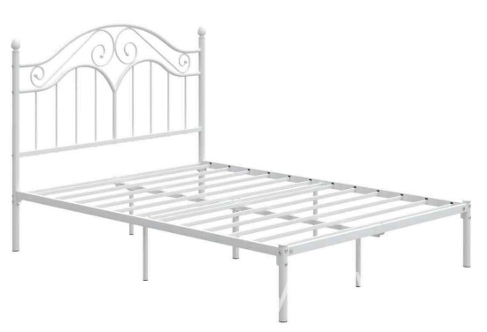 Yoneston Full Size Metal Platform Bed Frame with Vintage Headboard