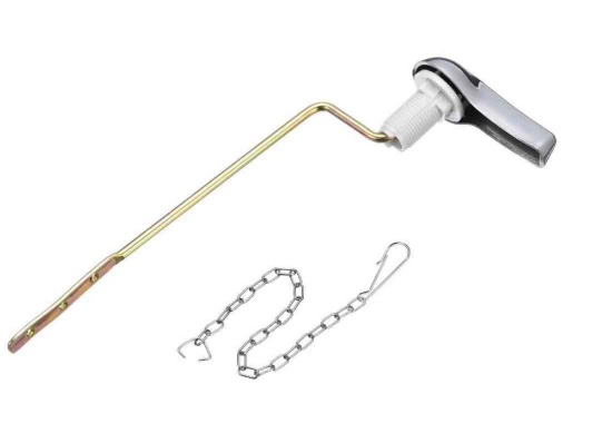 Uxcell 1 Set Toilet Handle Universal Side Mount Toilet Flush Trip Lever with Chain, ABS Brass