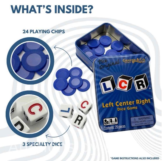 The Original LCR Left Center Right Blue Tin