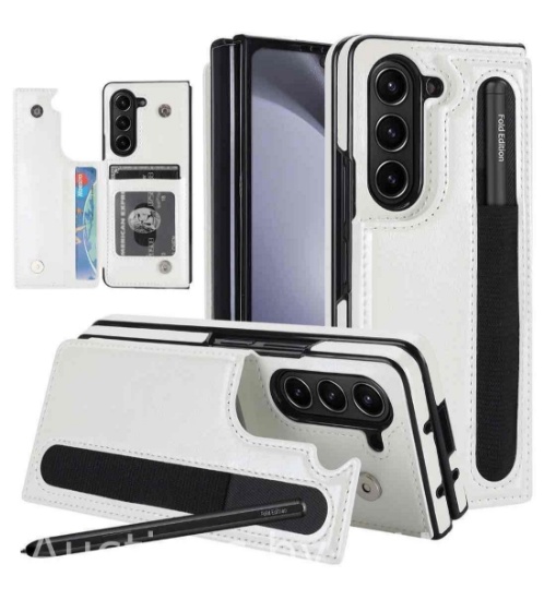 for Samsung Galaxy Z Fold 6 Case with S Pen Holder and Card Holder, Heavy Duty Shockproof Wallet ...