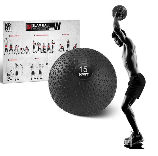 XPRT Fitness Slam Ball For Fitness Exercise Strength Conditioning CrossFit Cardio, Easy-Grip Text...