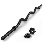 FIXTECH 47 inch Curl Bar with Collars for All Standard 1 inch Plates, 220-Pound Capacity, Black