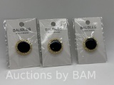 Belagio Rhinestone Gold Button with Black Center, 3 Pieces Sewing Fasteners