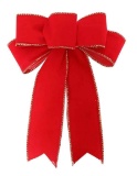 6 Pack Red Wreath Bows for Christmas Outdoor Decorations, Striped Ribbons for Crafts, Xmas Holiday