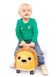 Battat Rollin Lion Animal Ride-On Toy with Wooden Handle, Toddler and Preschool Toys