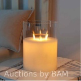 Decorative 3-Wick Glass Flameless Candles 8High Battery Operated Dancing Flame Flickering LED Pil...