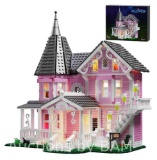 Coralineed Pink Palace Apartment Building Block Set Halloween House Toys Children Christmas Gifts